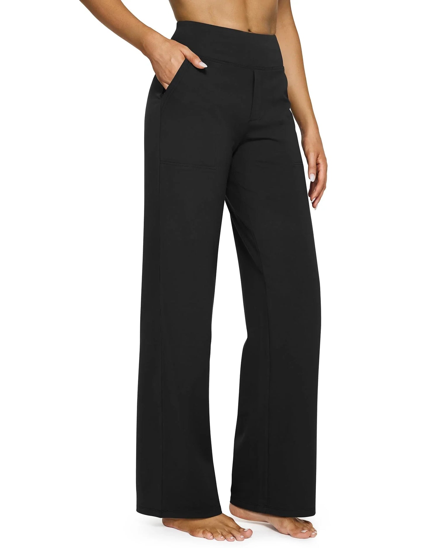 Pantalon large taille haute